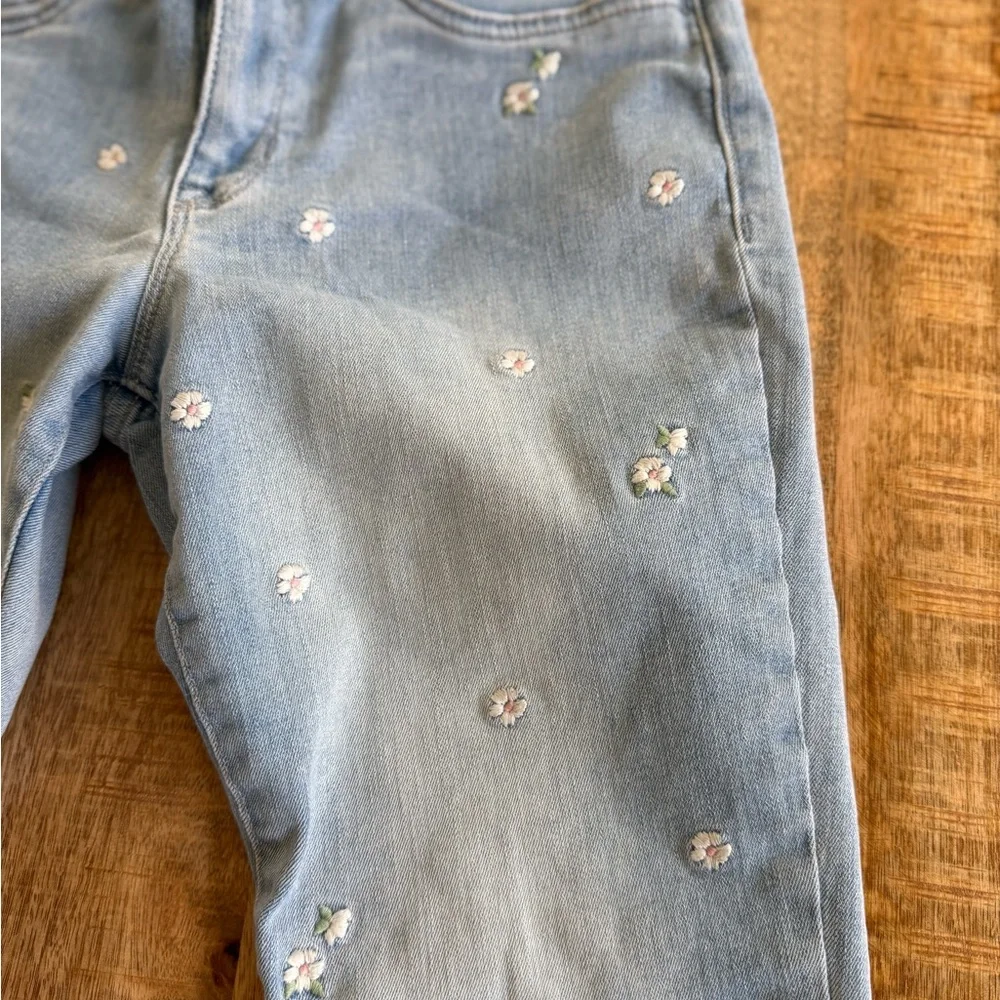 GAP Floral Embroidered Stretch Jegging Ankle Jeans Light Wash Size 16
